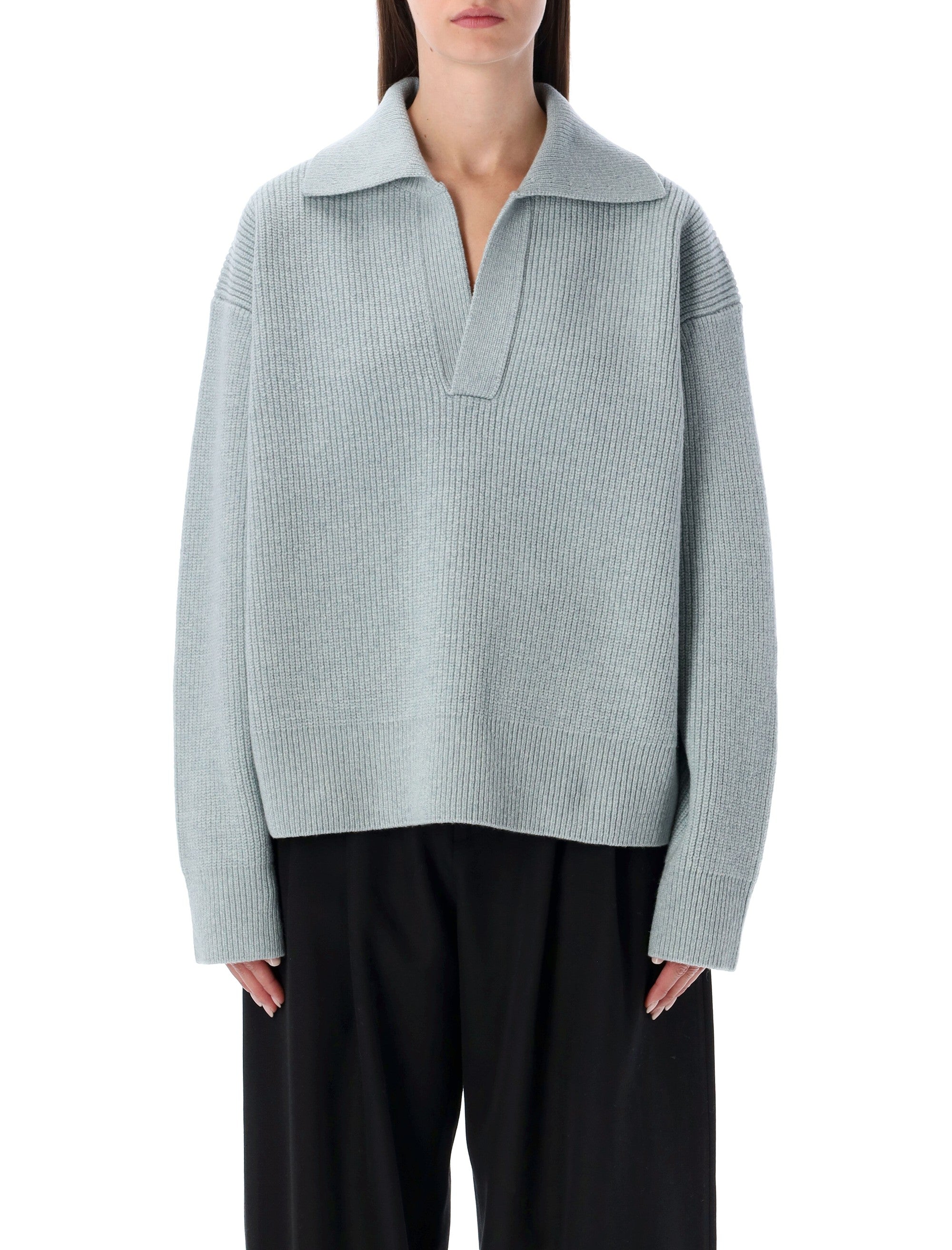 STUDIO NICHOLSON Extrafine Merino Wool Polo Knit Top - Size S