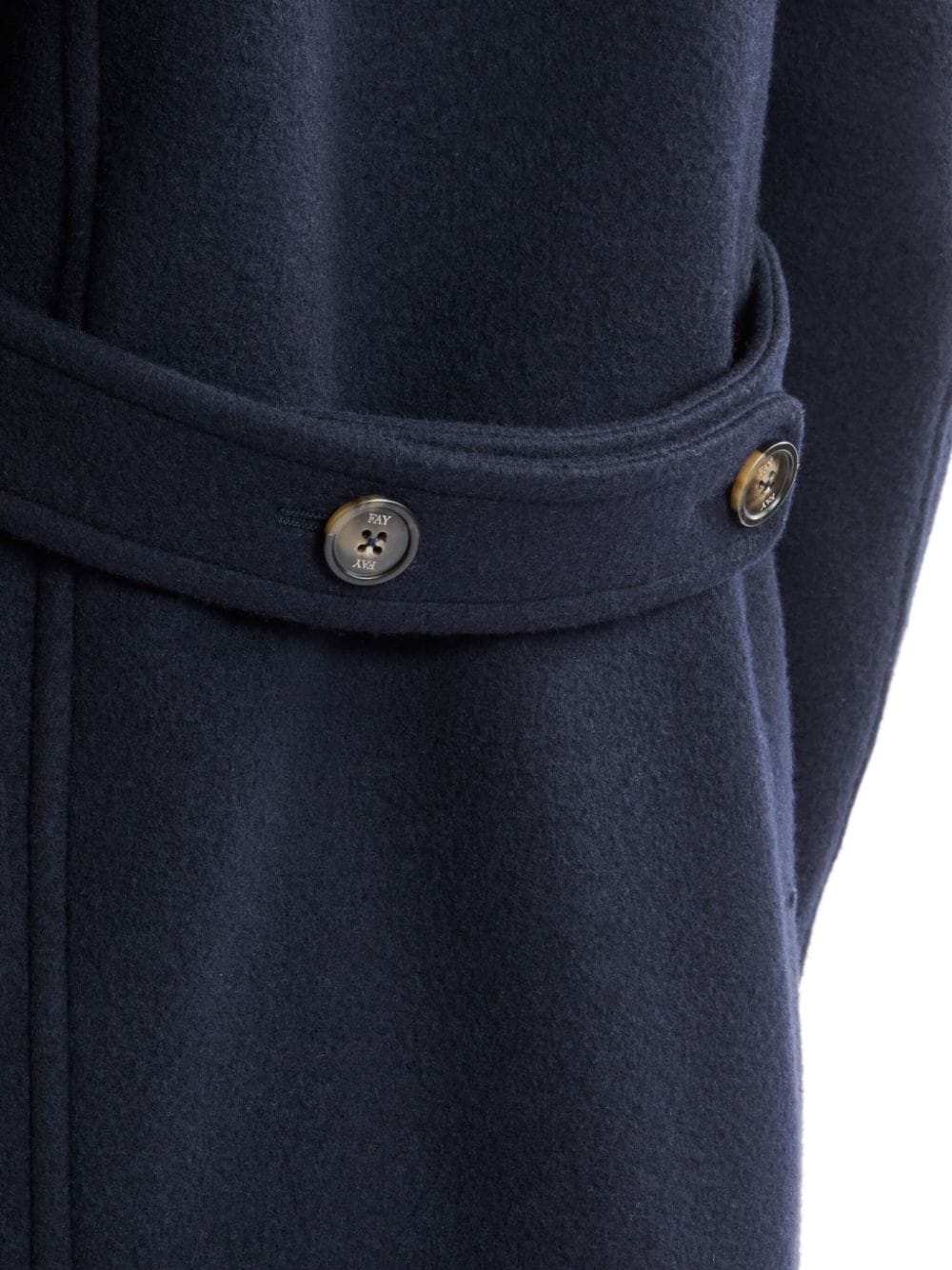 FAY Wool Double-Breasted Pacoat with Notched Lapels