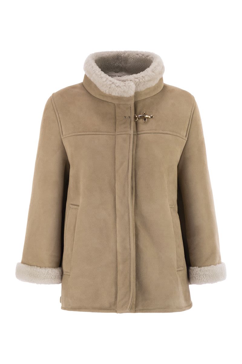 FAY Mini Leather Shearling Cape