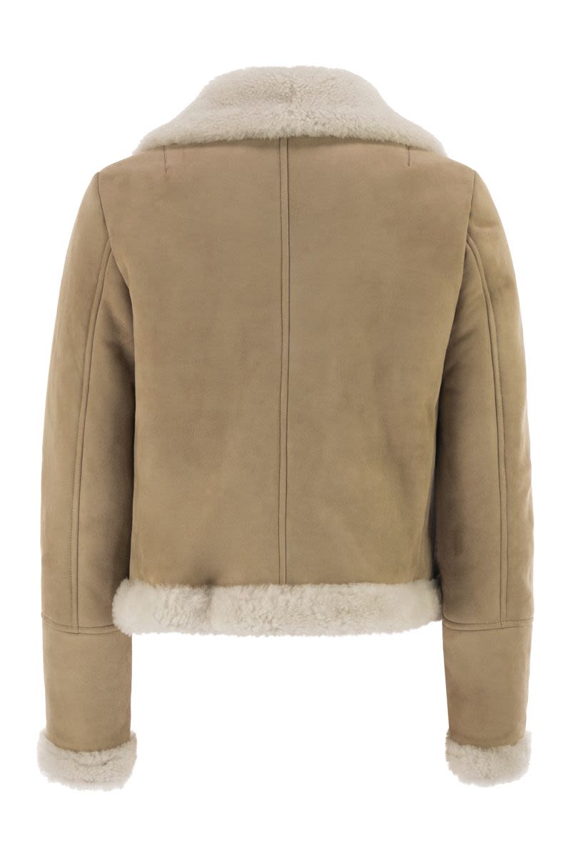 FAY Cropped Sheepskin Jacket with Hook Fastening