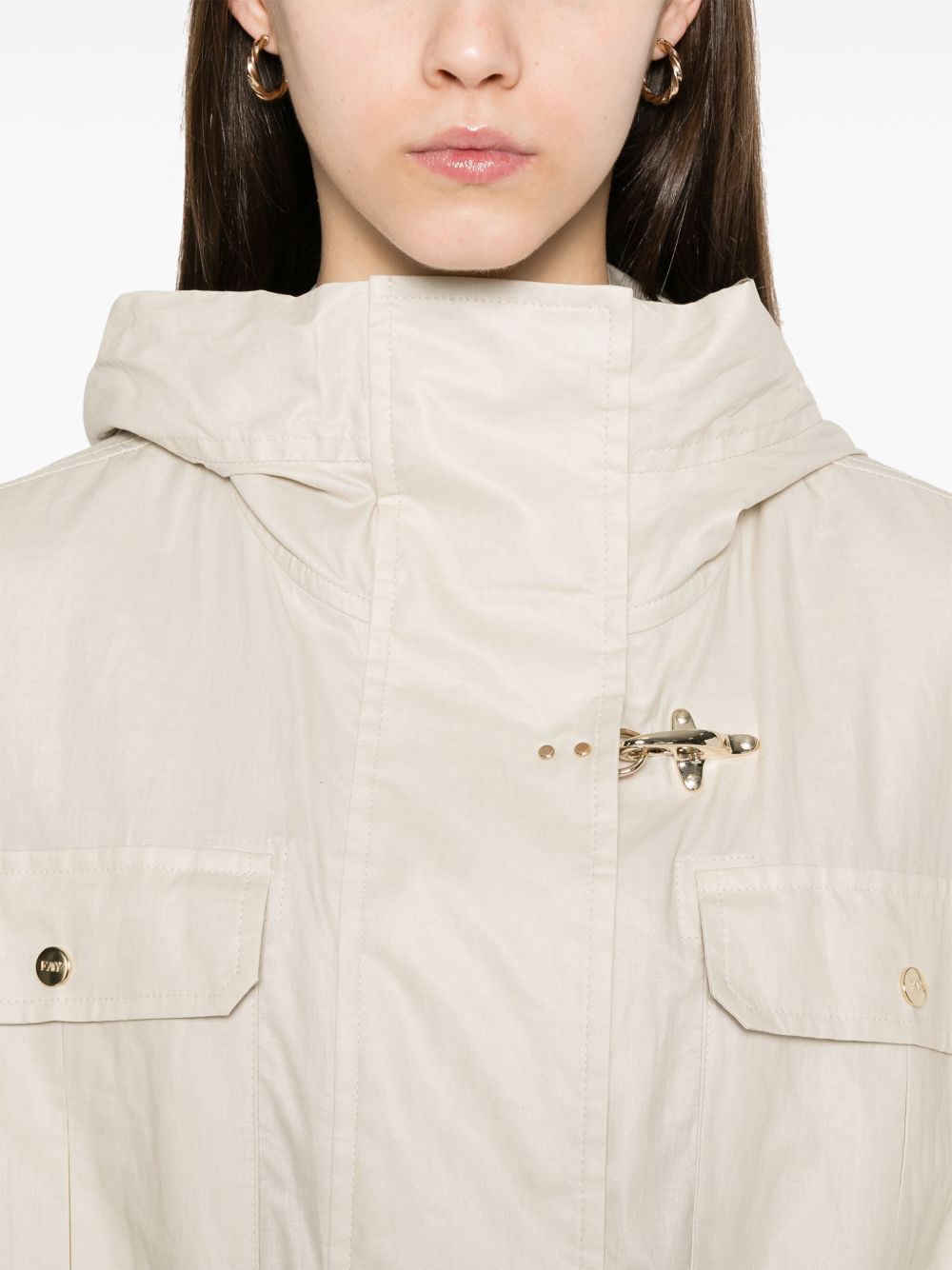 FAY Linen and Cotton Blend Parka Jacket