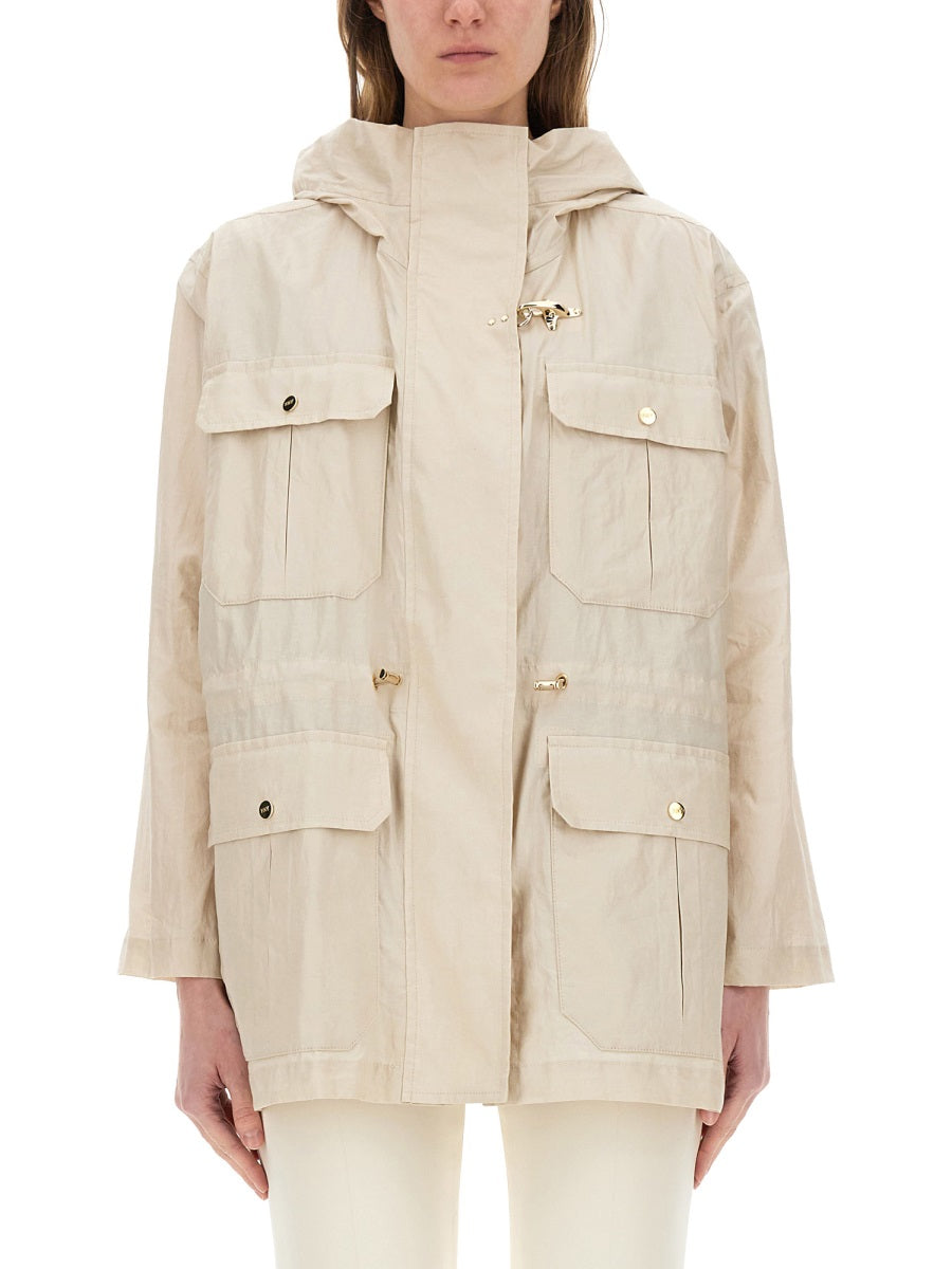 FAY Linen and Cotton Canvas Parka Jacket - Size S