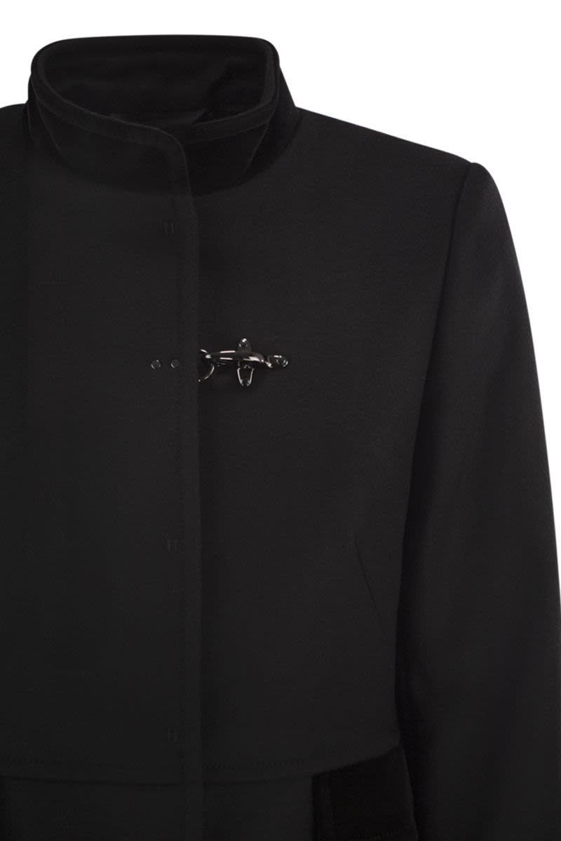 FAY Wool Cloth Jacket with Velvet Trims