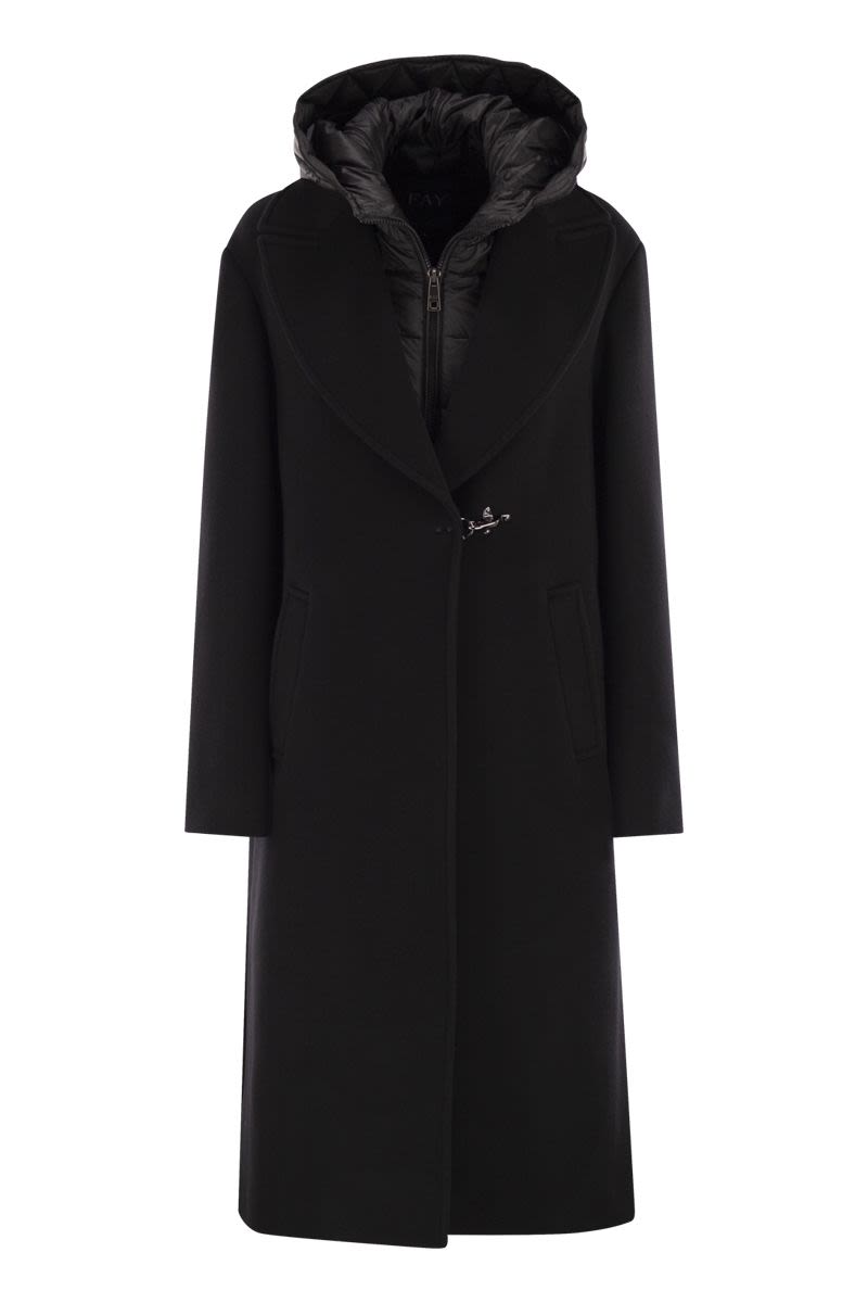 FAY Double Front Wool and Cashmere Jacket with Detachable Bib and Hood