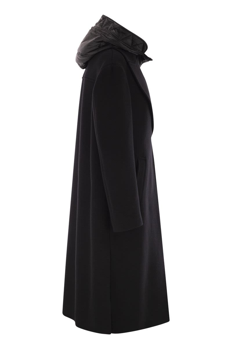 FAY Double Front Wool and Cashmere Jacket with Detachable Bib and Hood