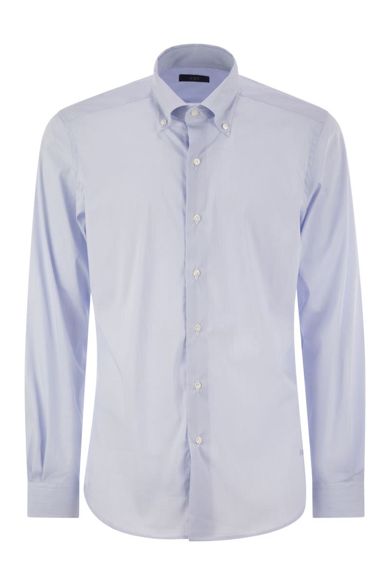 FAY Stretch Cotton Shirt with Micro Striped Pattern