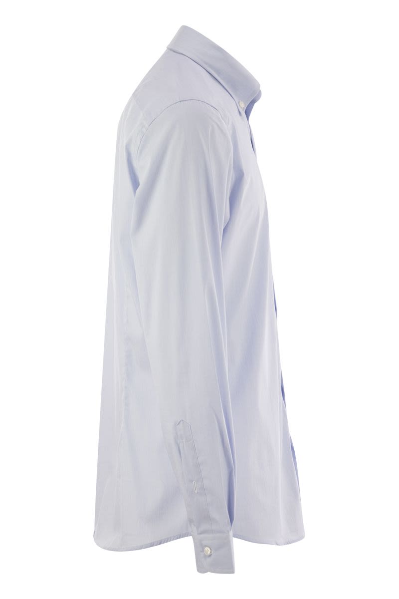 FAY Stretch Cotton Shirt with Micro Striped Pattern