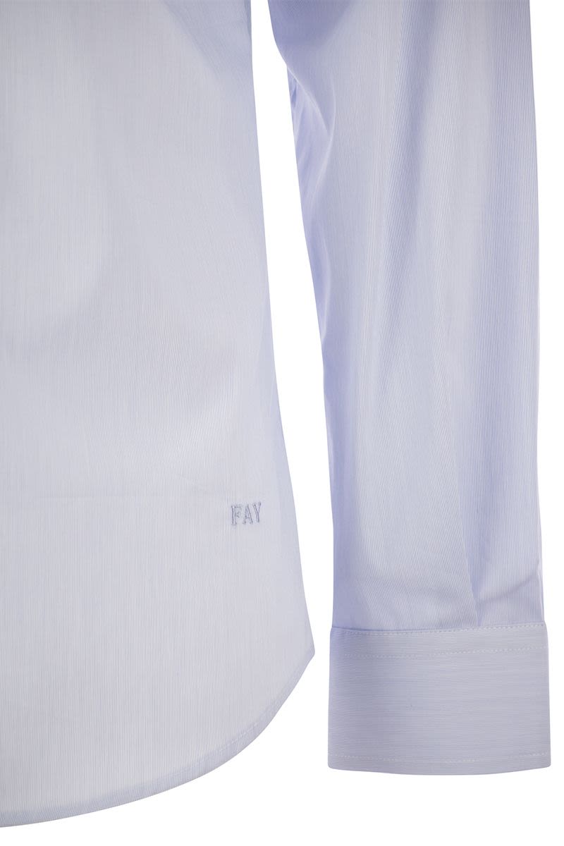 FAY Stretch Cotton Shirt with Micro Striped Pattern