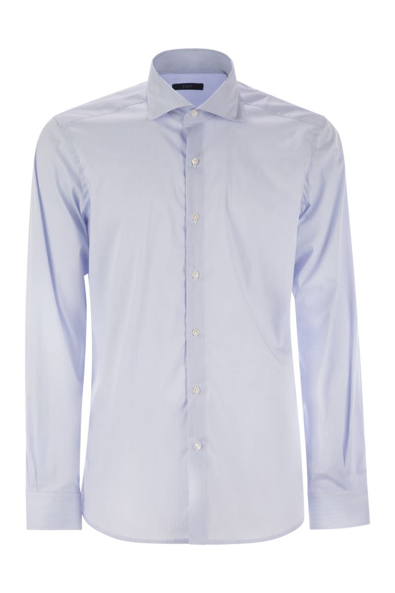 FAY Men's Regular Fit Stretch Poplin Shirt with French Collar