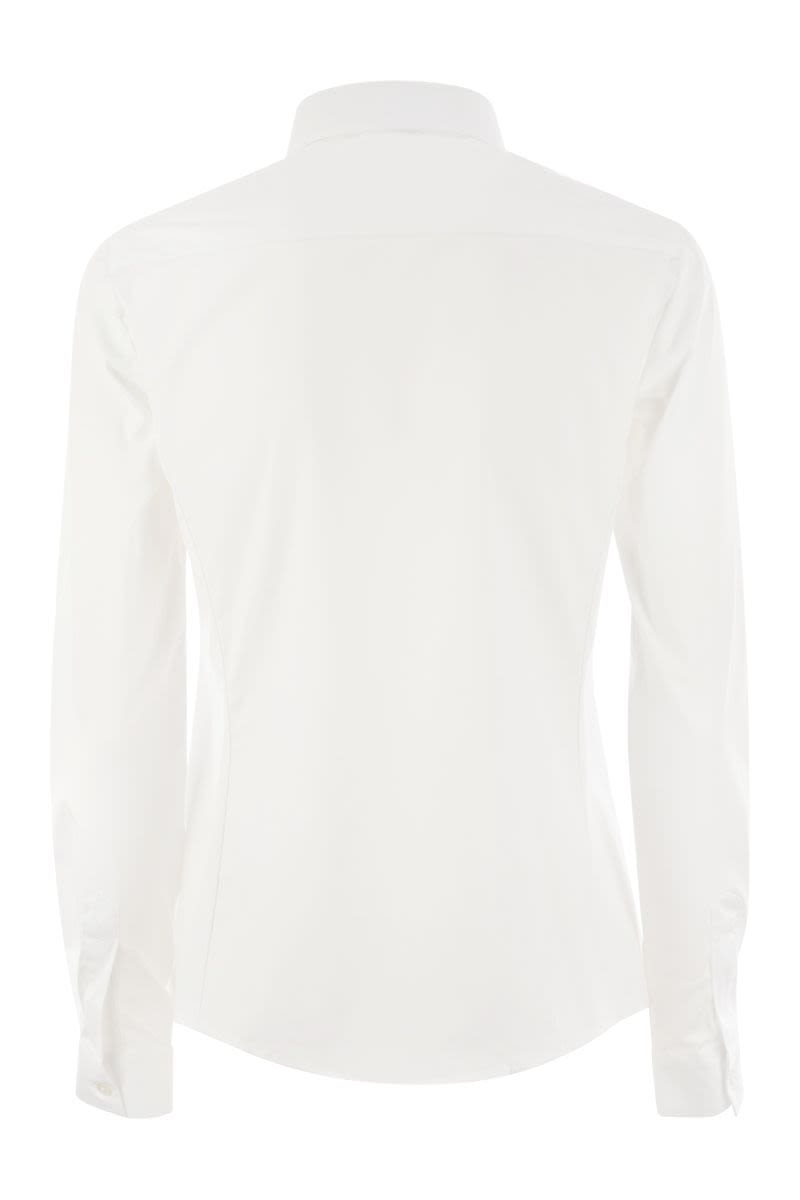 FAY Slim Fit Stretch Poplin Shirt with French Collar