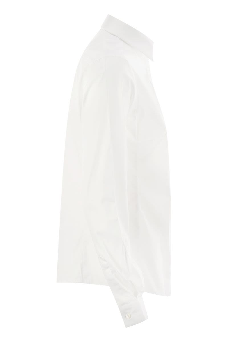 FAY Slim Fit Stretch Poplin Shirt with French Collar