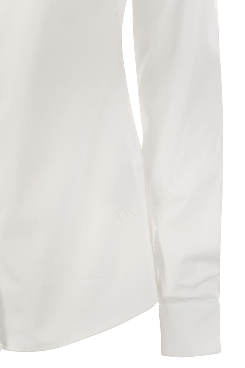 FAY Slim Fit Stretch Poplin Shirt with French Collar