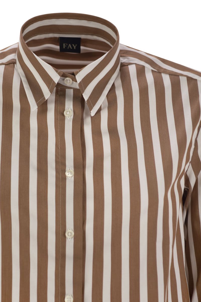 FAY Regular Striped Stretch Cotton Shirt - Long Sleeve