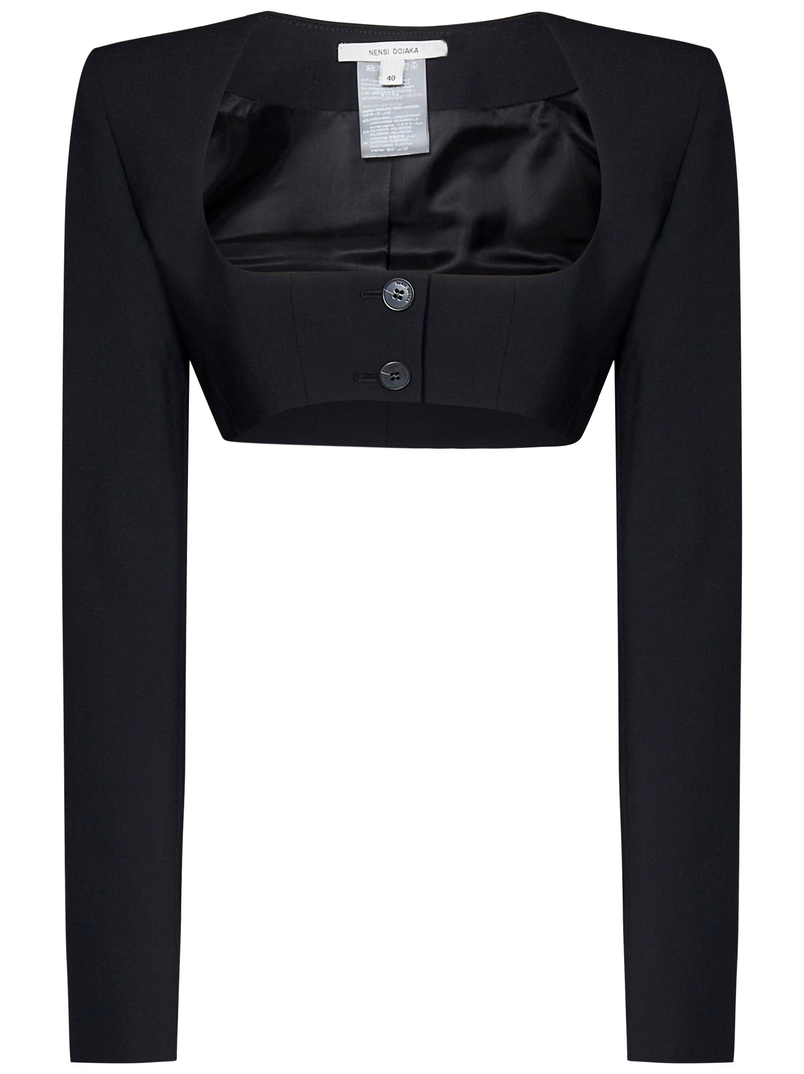 NENSI DOJAKA Chic Cropped Blazer with Shoulder Pads - Size 42 IT