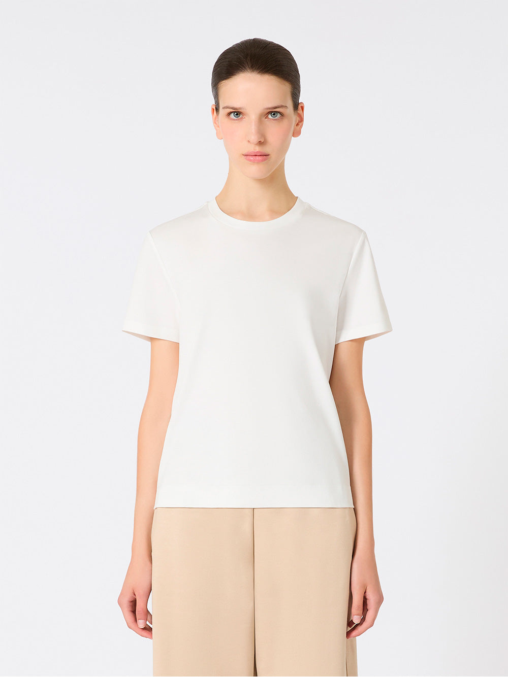 MAX MARA Tone on Tone Embroidered Logo Cotton T-Shirt - Women's