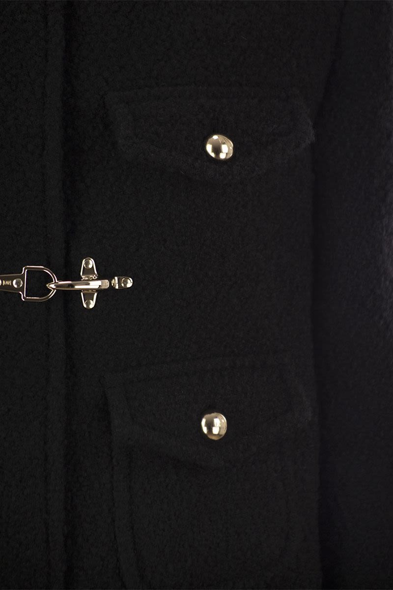 FAY Three-Hook Wool Jacket with Rounded Collar