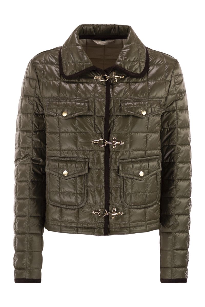 FAY Oversized Collar Checkered Padded Coat