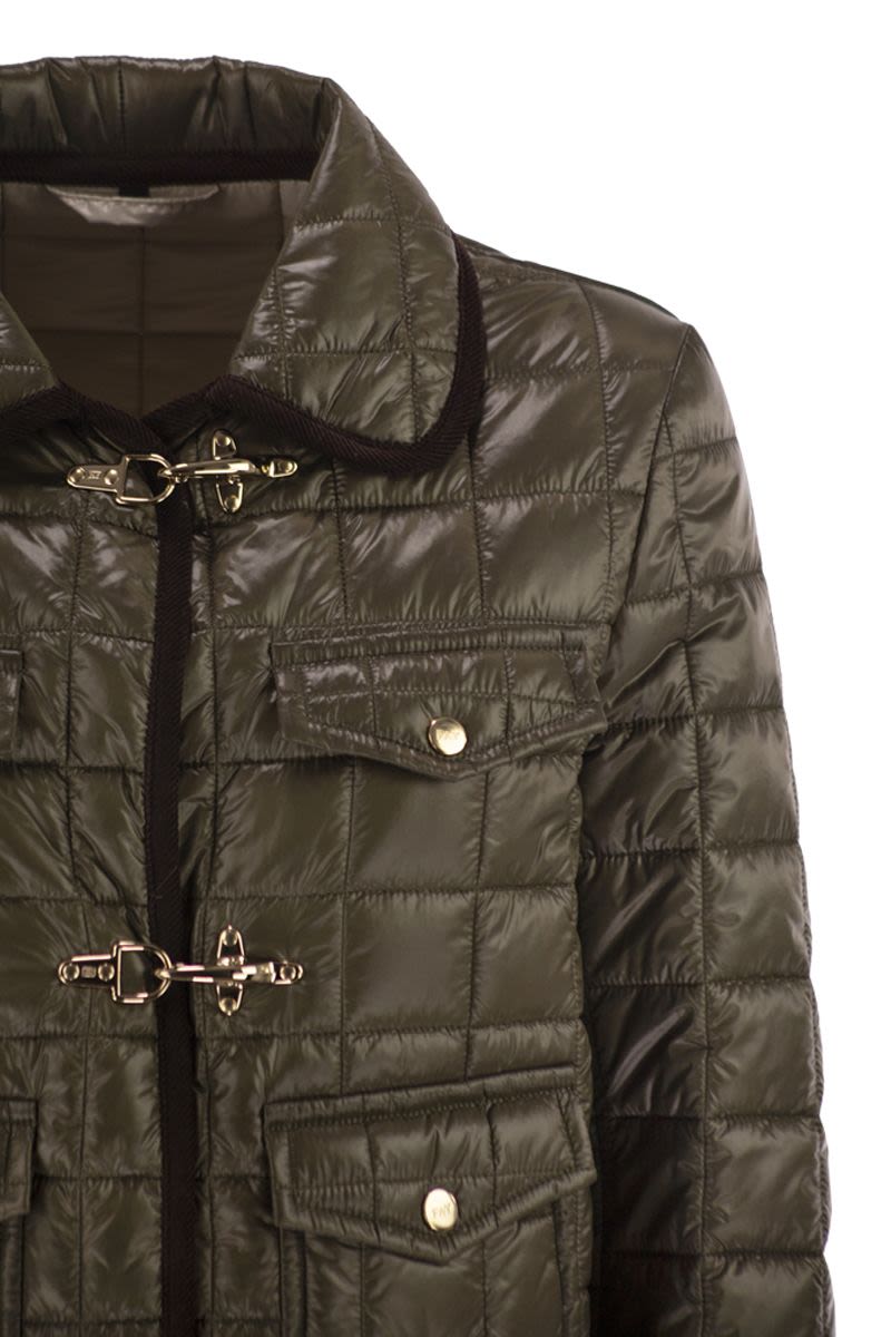 FAY Oversized Collar Checkered Padded Coat