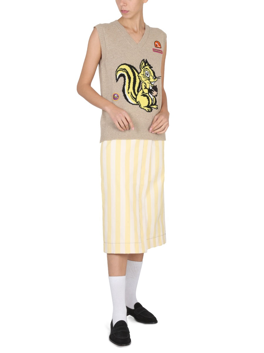 CORMIO V-Neck Ribbed Collar Mini Vest