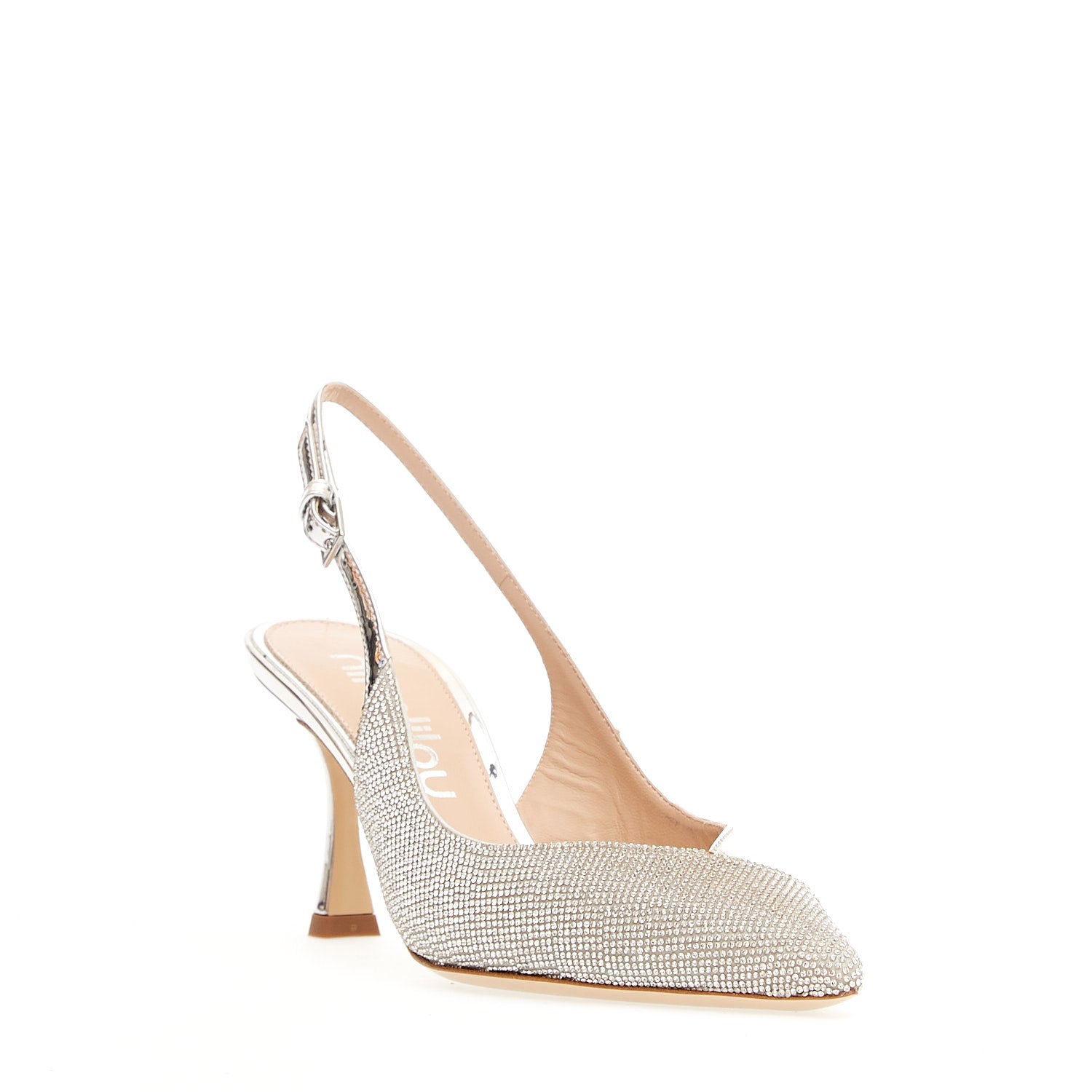 NINALILOU Elegant Slingback Sandals with Strass Detail - 75 mm