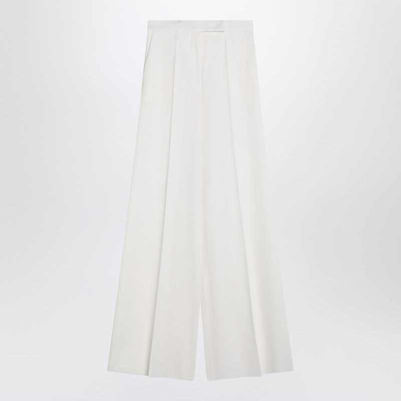 MAX MARA Wide Leg Wool Gabardine Trousers - High Waist, Women's Fit