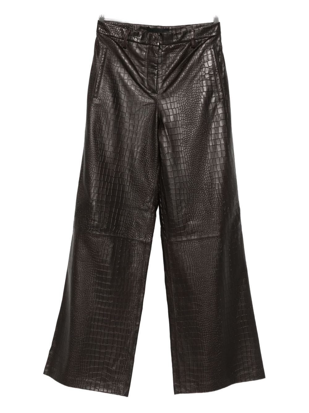 ENES Wide Leg High Waist Leather Trousers