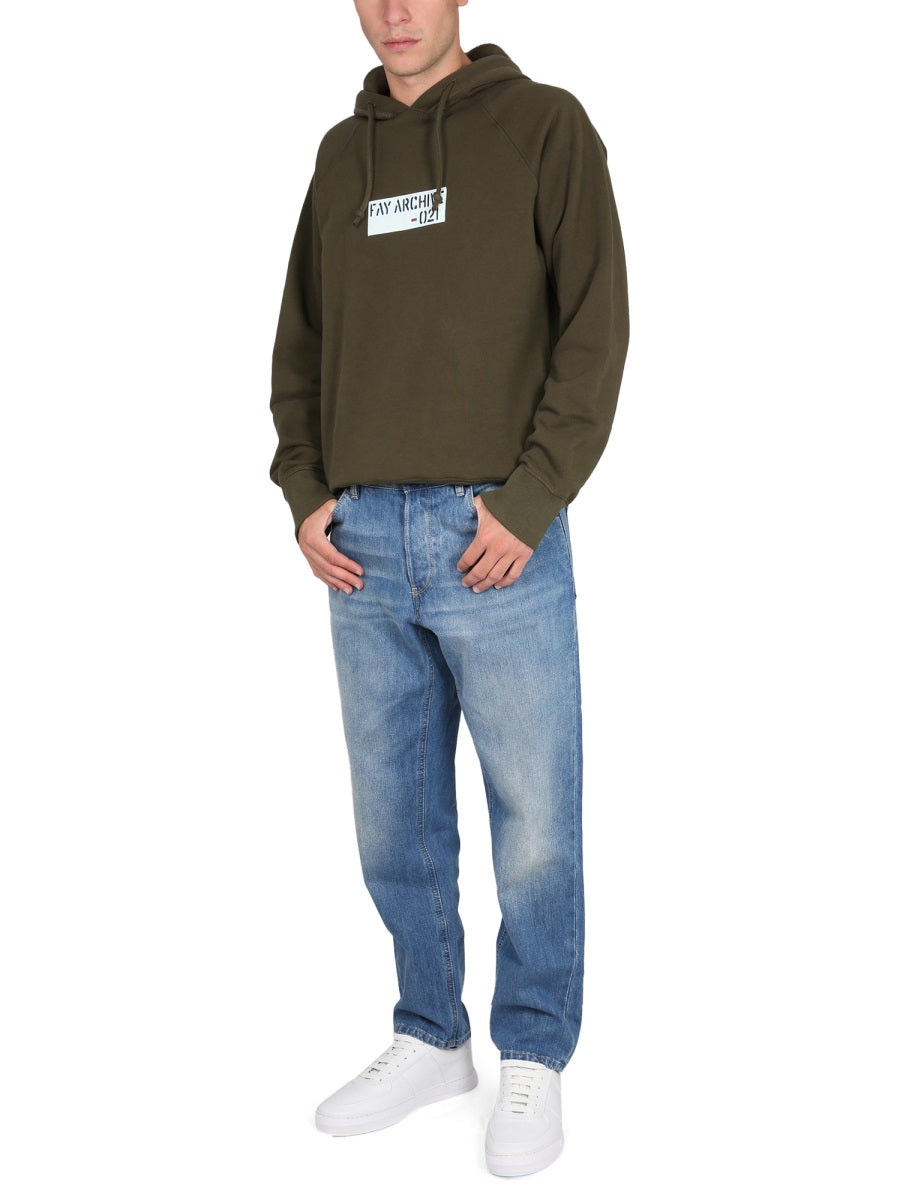 FAY Archive Sweatshirt with Hood and Drawstring - Men's