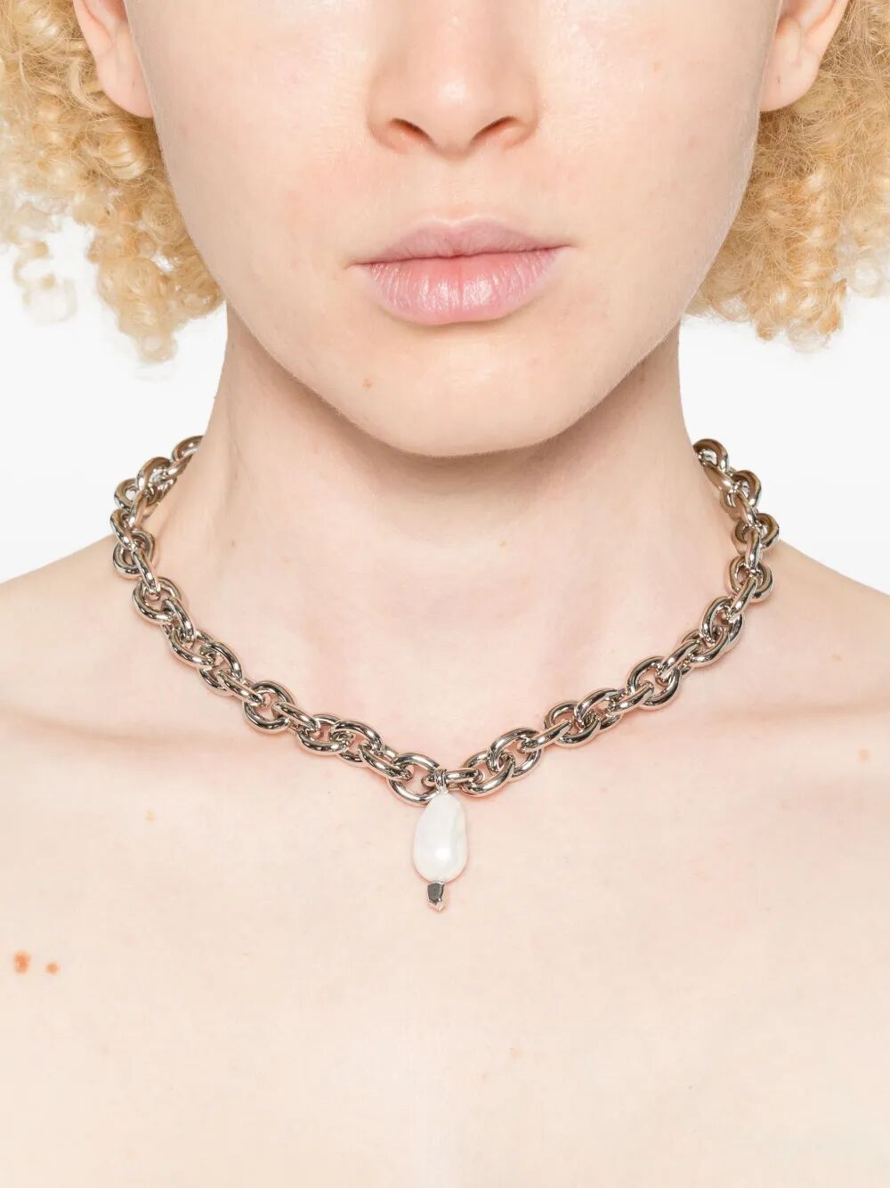 SIMONE ROCHA Chain Necklace with Pearl & Crystal Pendant