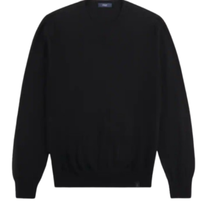 FAY Ribbed Knit Wool Sweater for Men - Crew Neck, Long Sleeves