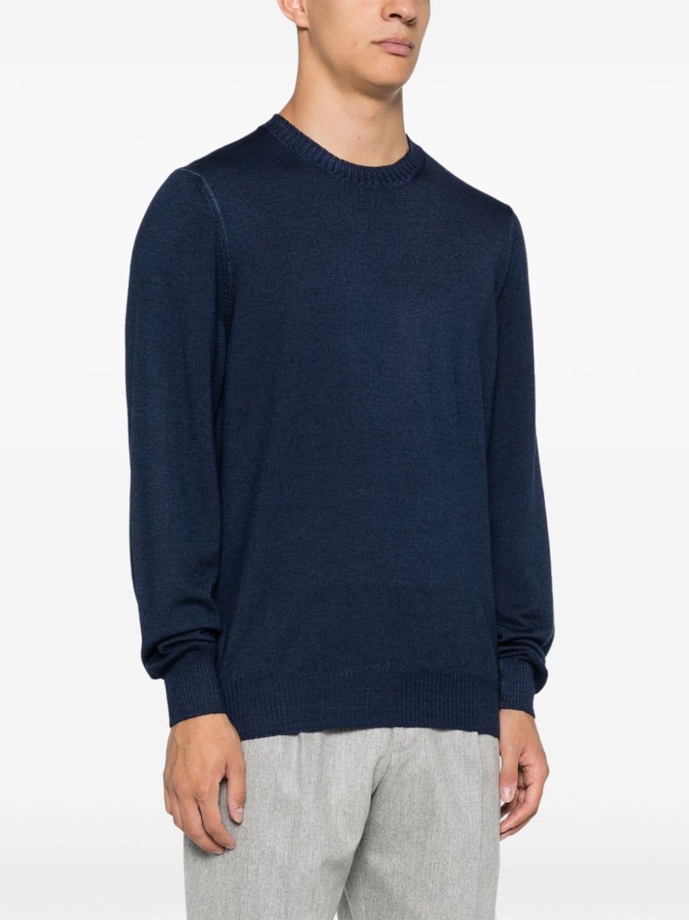 FAY Men's Wool Embroidered Crew Neck Sweater