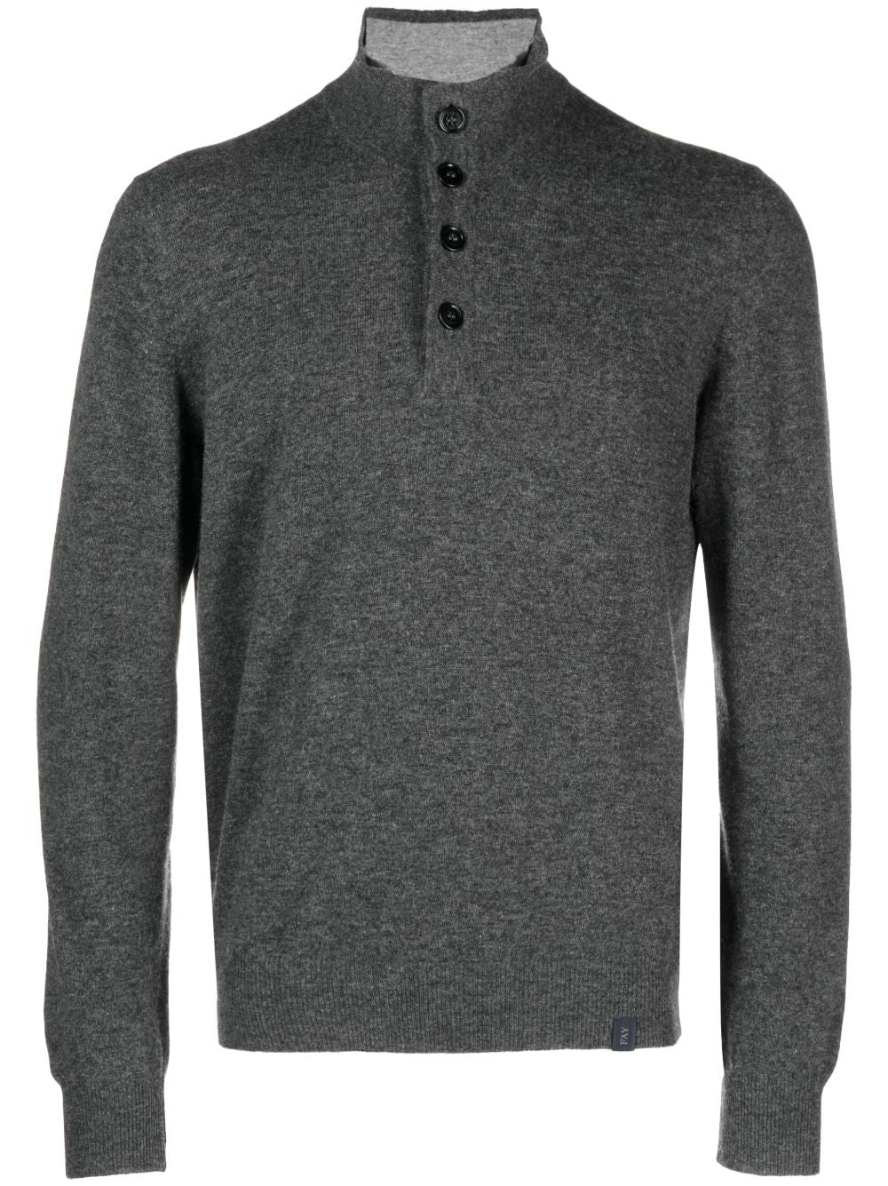 FAY High Neck Virgin Wool Sweater with Button Placket - Men’s FW24