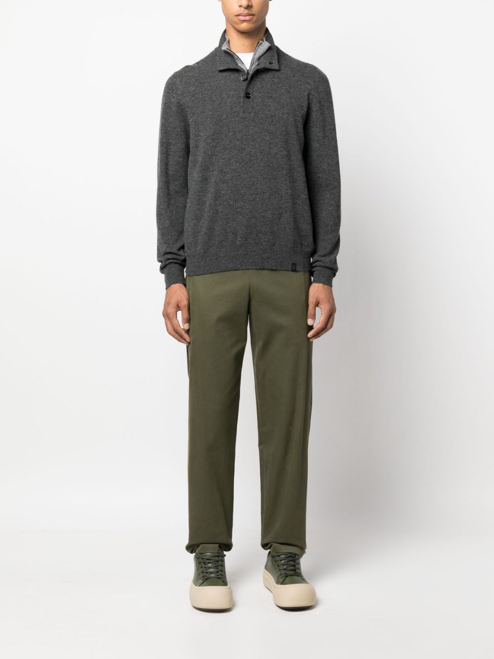 FAY High Neck Virgin Wool Sweater with Button Placket - Men’s FW24