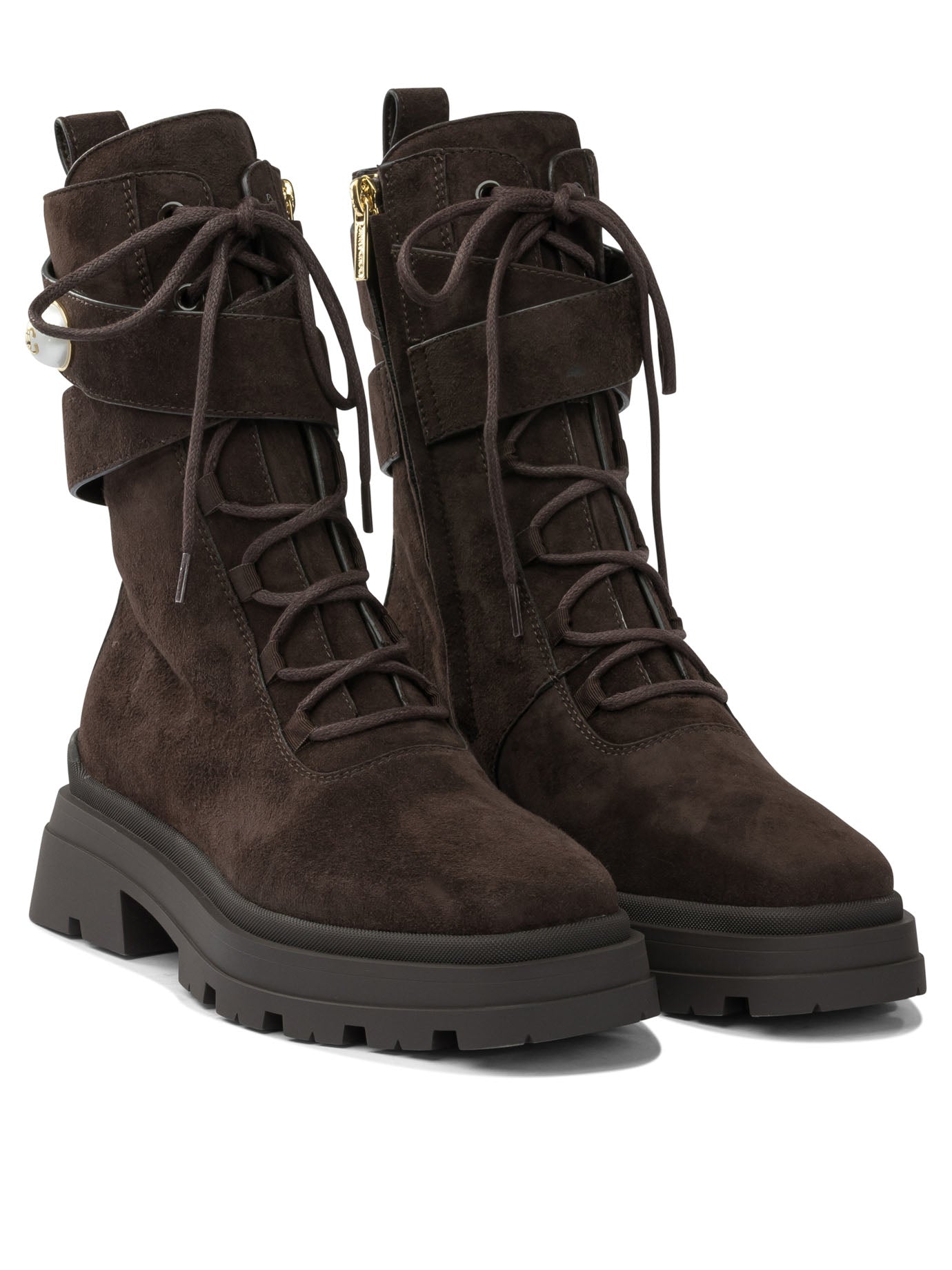 JIMMY CHOO 45 mm Women's Combat Boots with Pearl Detail