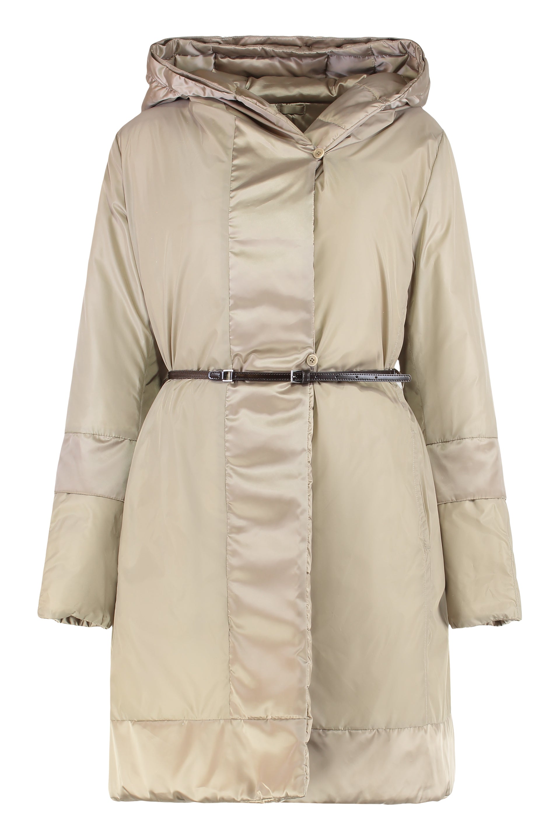 S MAX MARA Reversible Midi Down Jacket with Hood