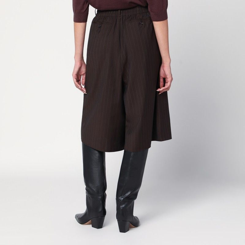 6397 Knee-Length Pinstripe Bermuda Shorts with Crossover Closure