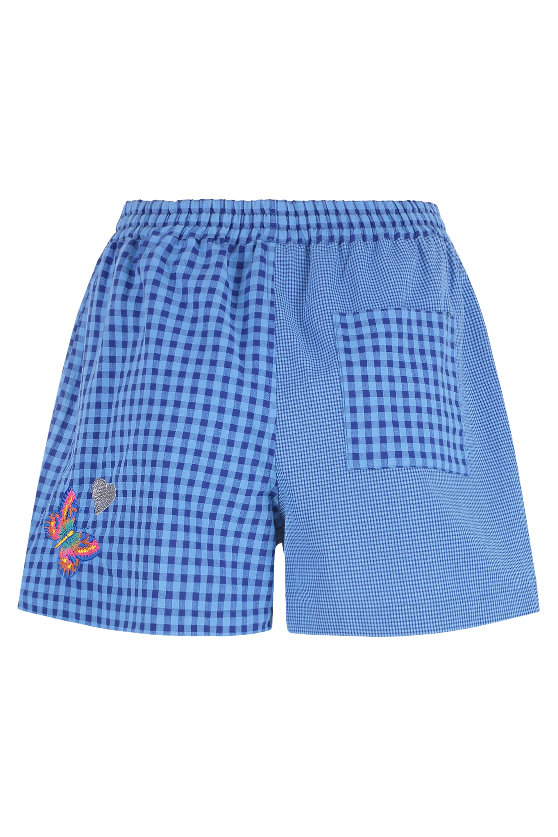 SUSANNA BLU Cotton Shorts with Check Motif and Embroidery - Sizes 1 to 3
