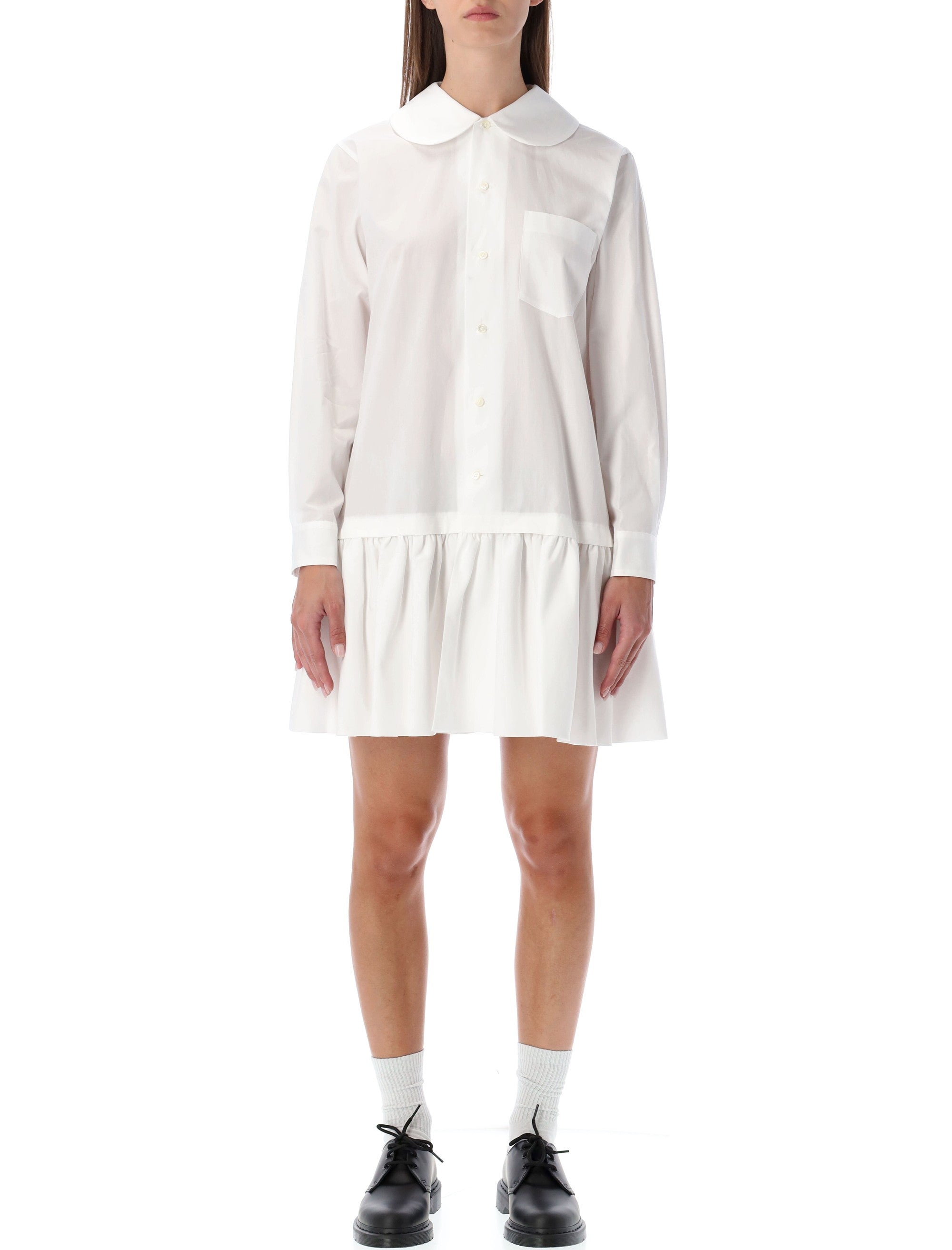 COMME DES GARÇONS Cotton Shirt Dress with Peter Pan Collar - Size S