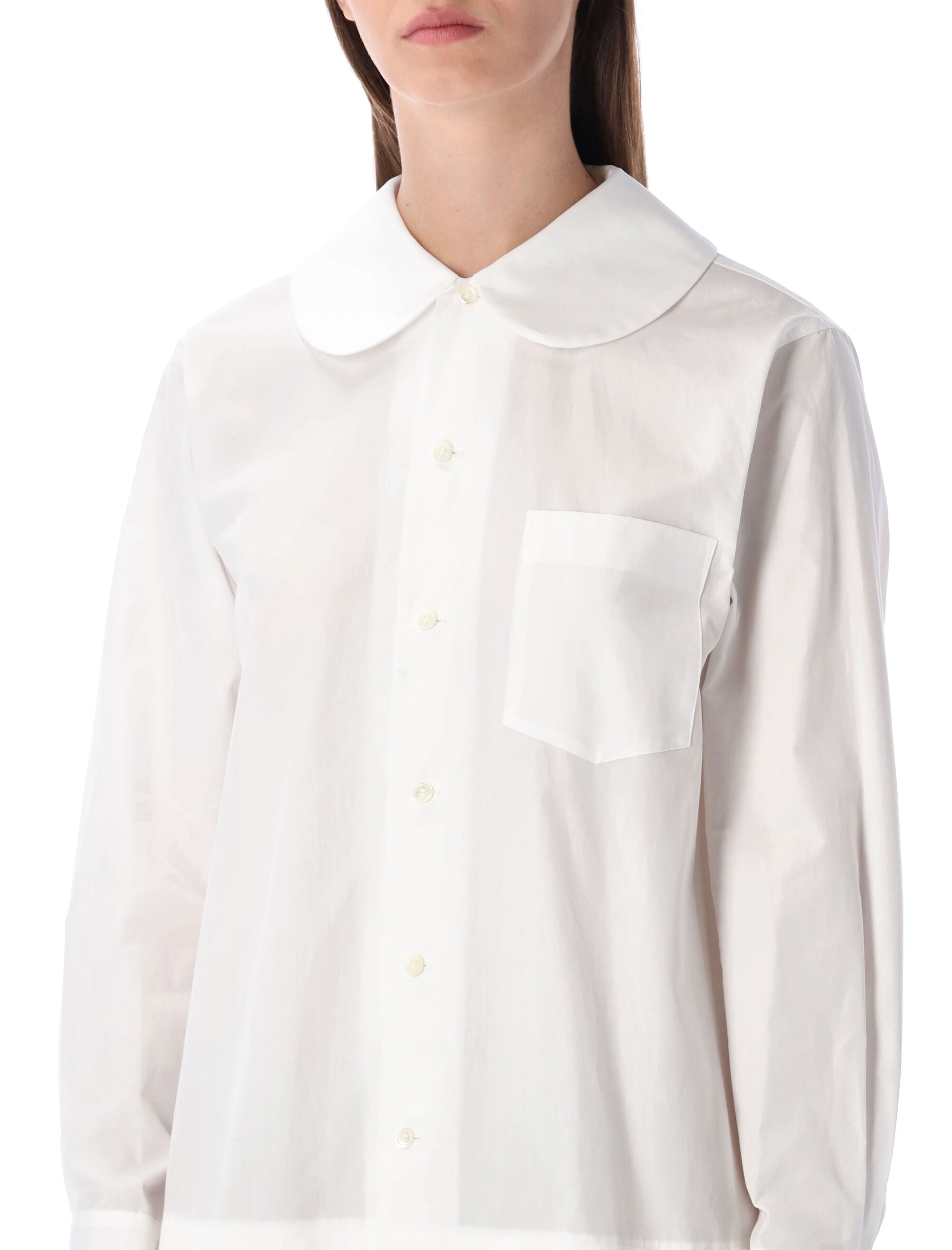 COMME DES GARÇONS Cotton Shirt Dress with Peter Pan Collar - Size S