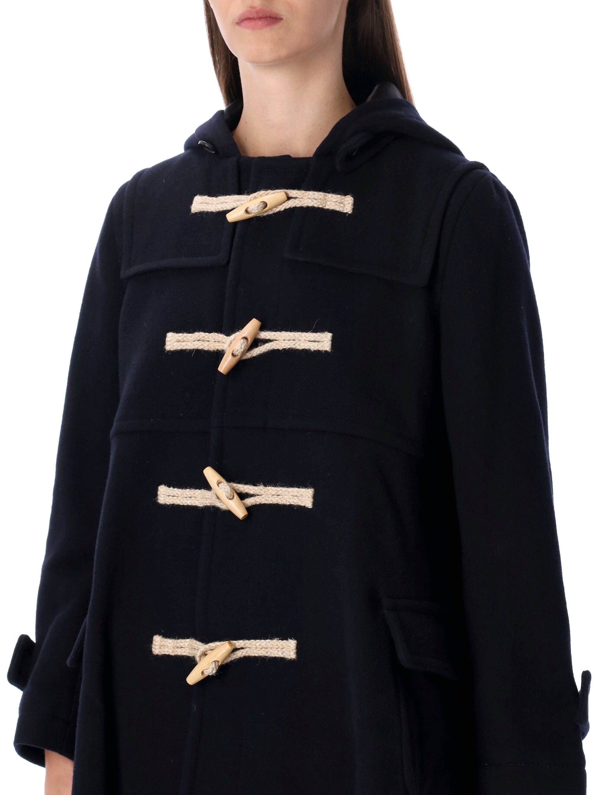 COMME DES GARÇONS Women's Wool Duffle Hooded Jacket - Size S