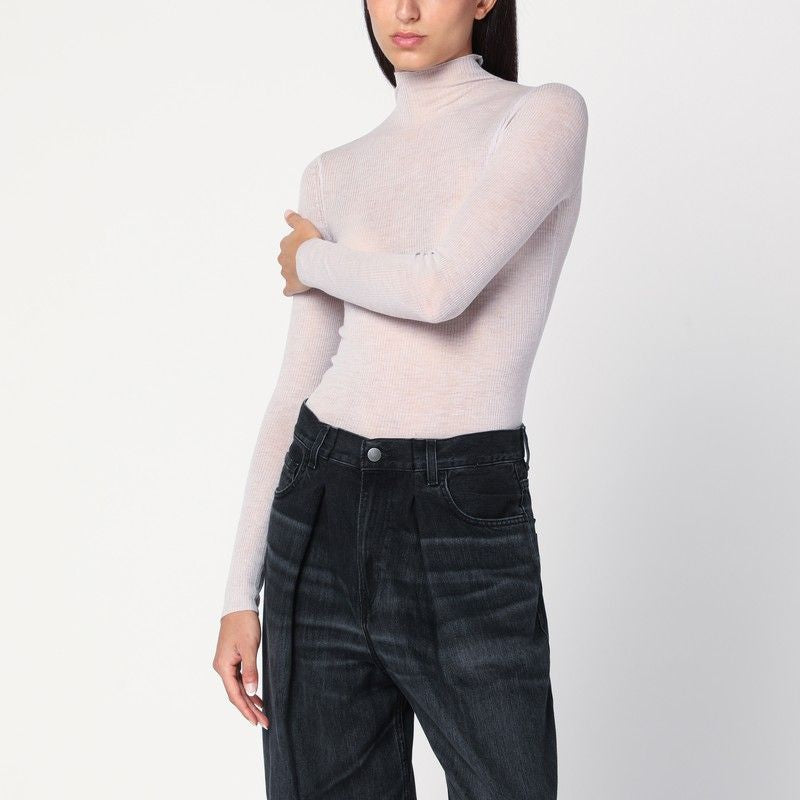 6397 Mini Semi-Sheer Turtleneck Sweater