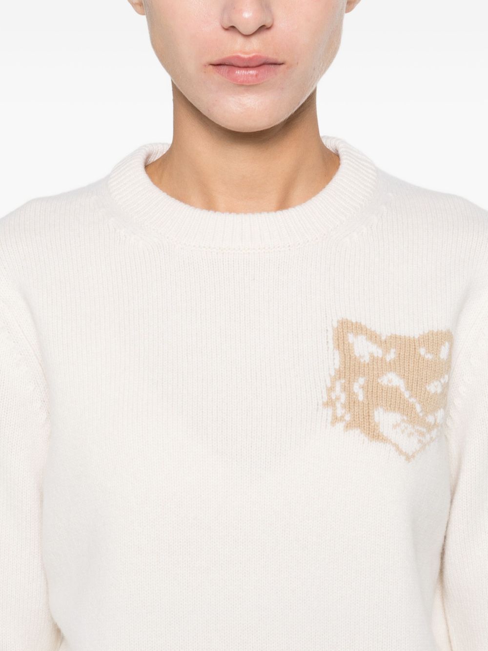 MAISON KITSUNÉ Round Neck Wool Sweater - Women's