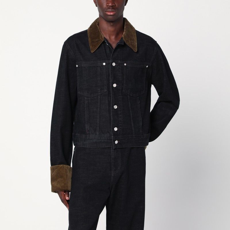 NAMACHEKO Men's Denim Jacket with Velvet Trim