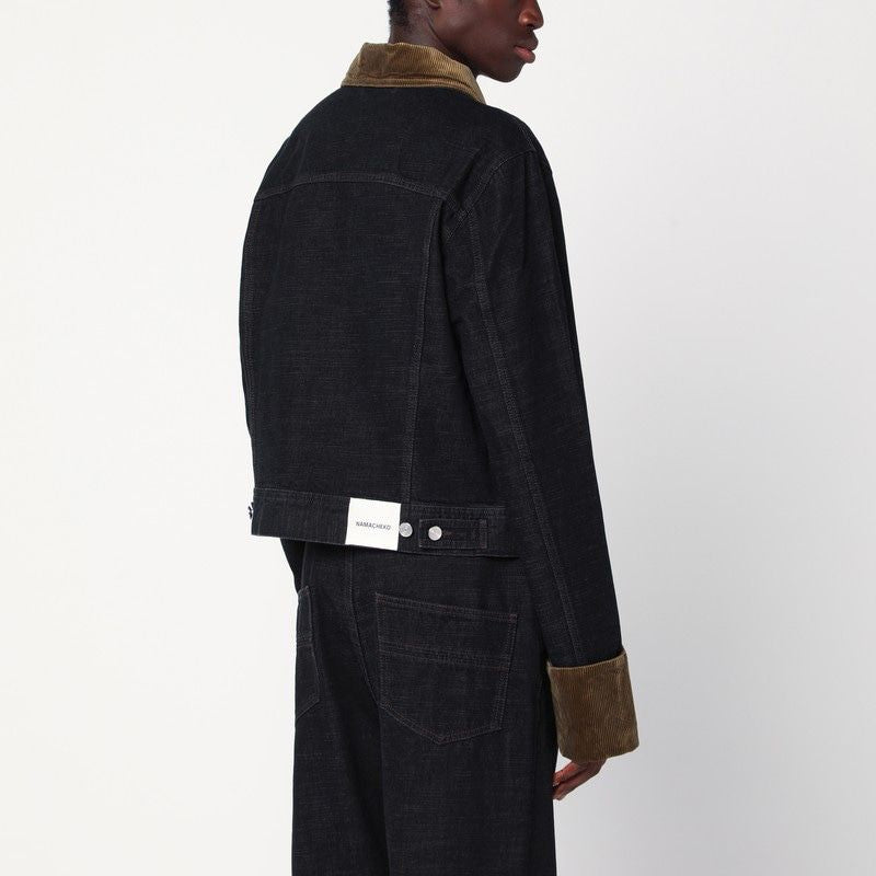 NAMACHEKO Men's Denim Jacket with Velvet Trim