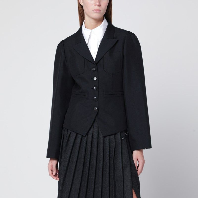 NAMACHEKO Wool-Blend Fitted Jacket with Peaked Lapels for Women