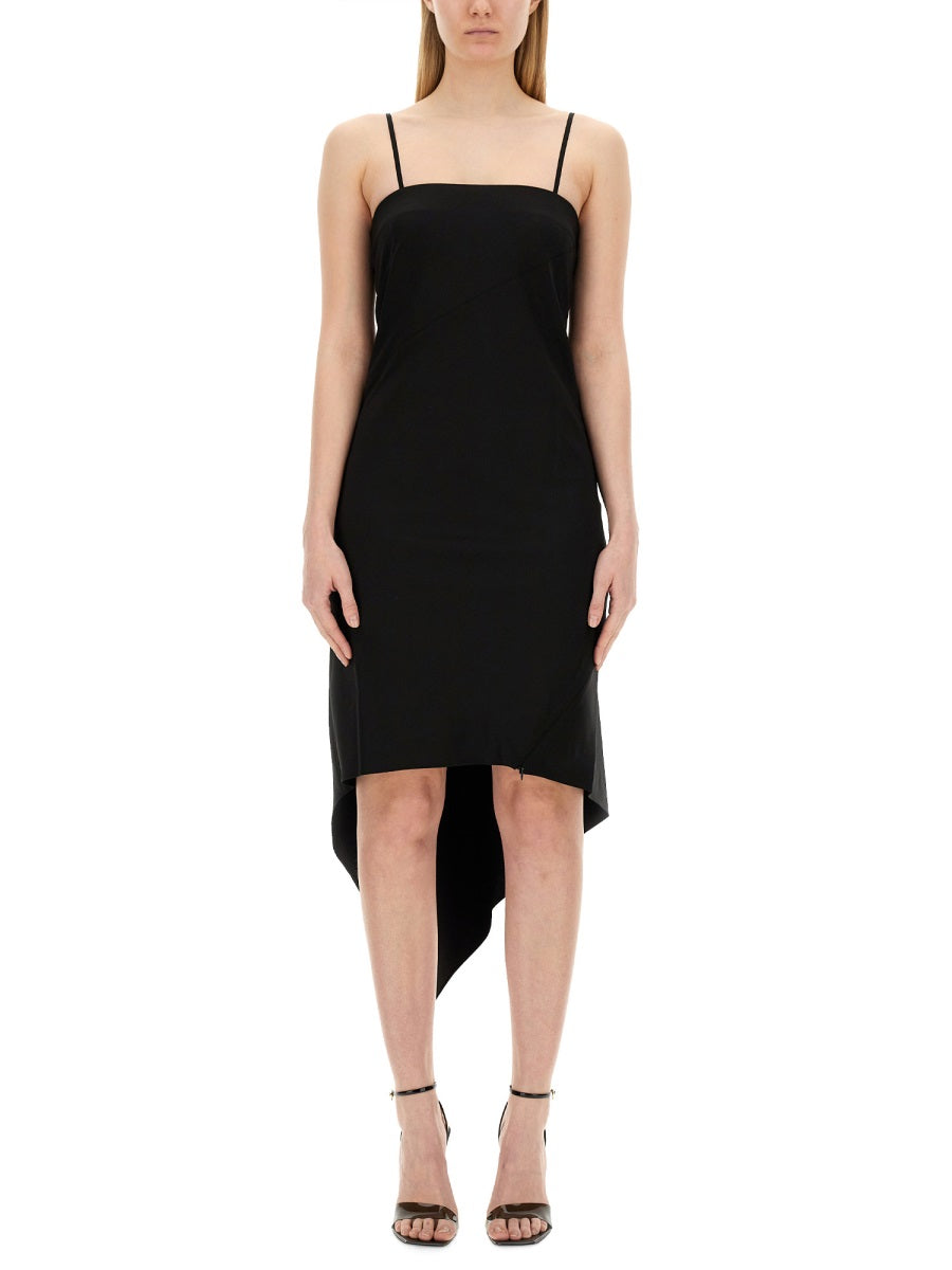 HELMUT LANG Refined Wool Dress with Scarf Hem - Size 4