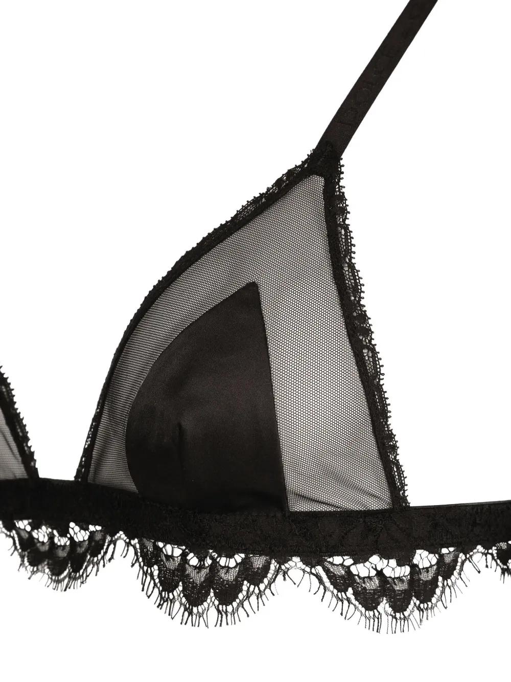 DOLCE & GABBANA Semi-Sheer Lace Detailing Bra - SS24 Collection