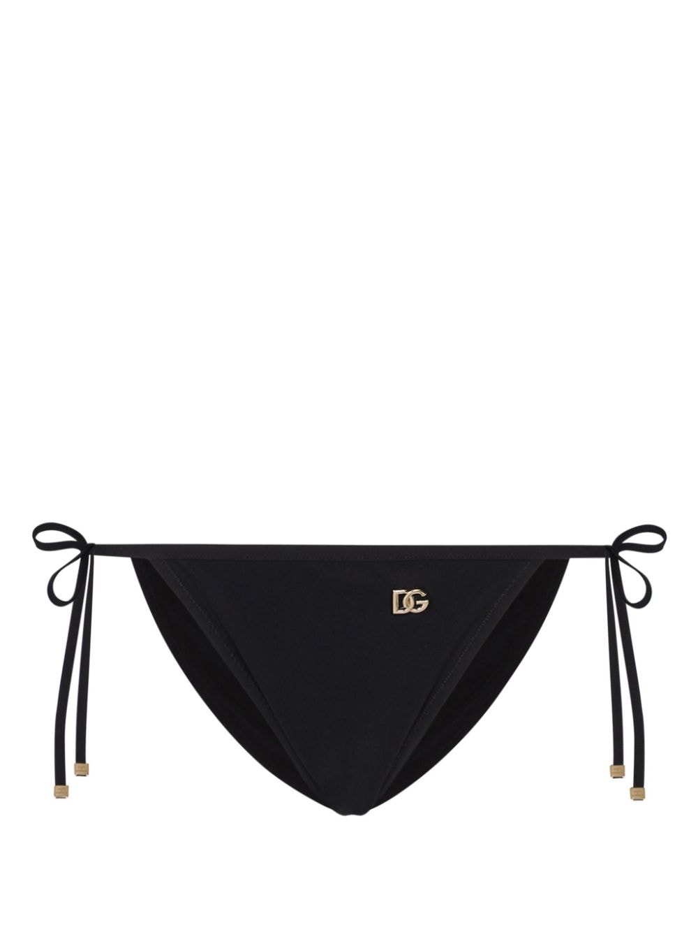 DOLCE & GABBANA Mini Side-Tie Bikini Bottom with Logo Plaque