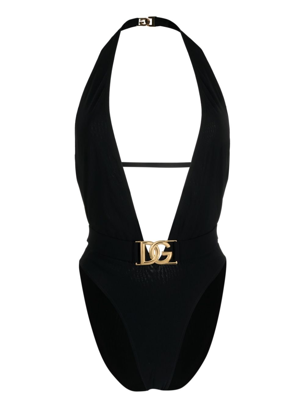 DOLCE & GABBANA Plunging V-Neck Halterneck Mini Swimsuit