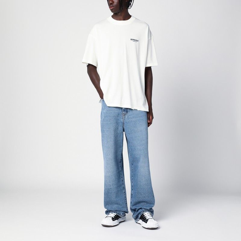 REPRESENT Men's Cotton Crewneck T-Shirt with Logo Print