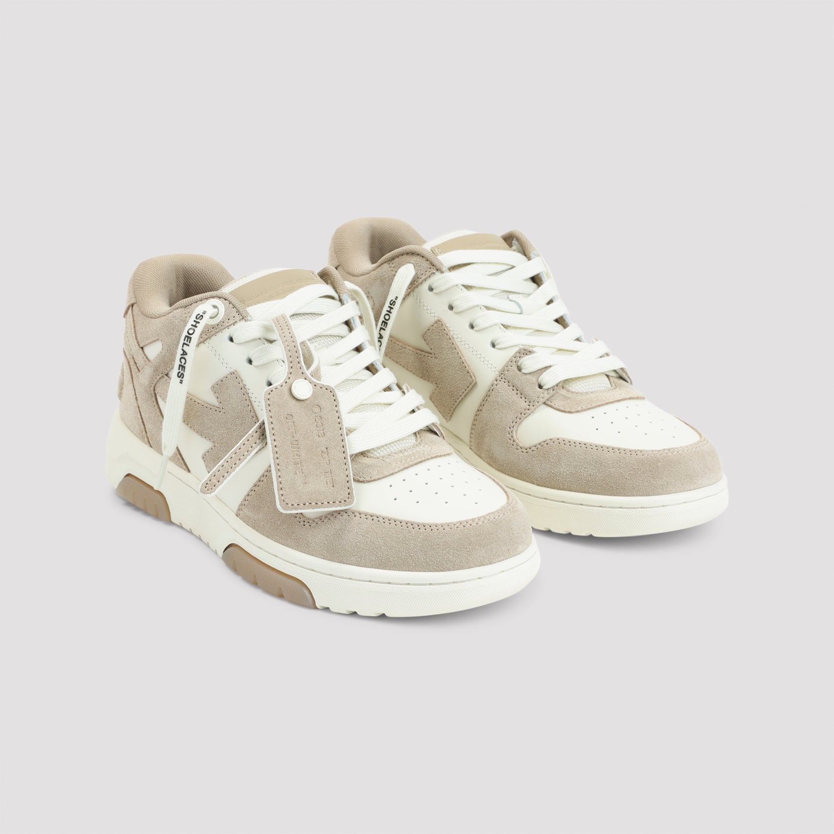 OFF-WHITE Men's Premium Leather Trendy Sneakers